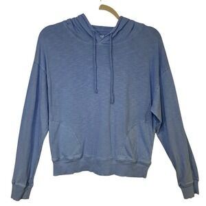 Gap Womens Hoodie Sweatshirt Blue XS Cotton Slub Knit Long Sleeve‎ Drawstring